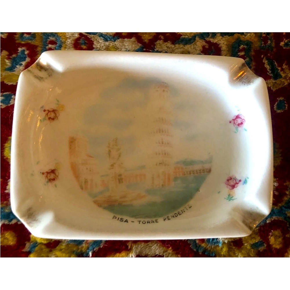Vintage Richard Ginori Eiffel Tower Souvenir Ashtray White Porcellana Italy‎